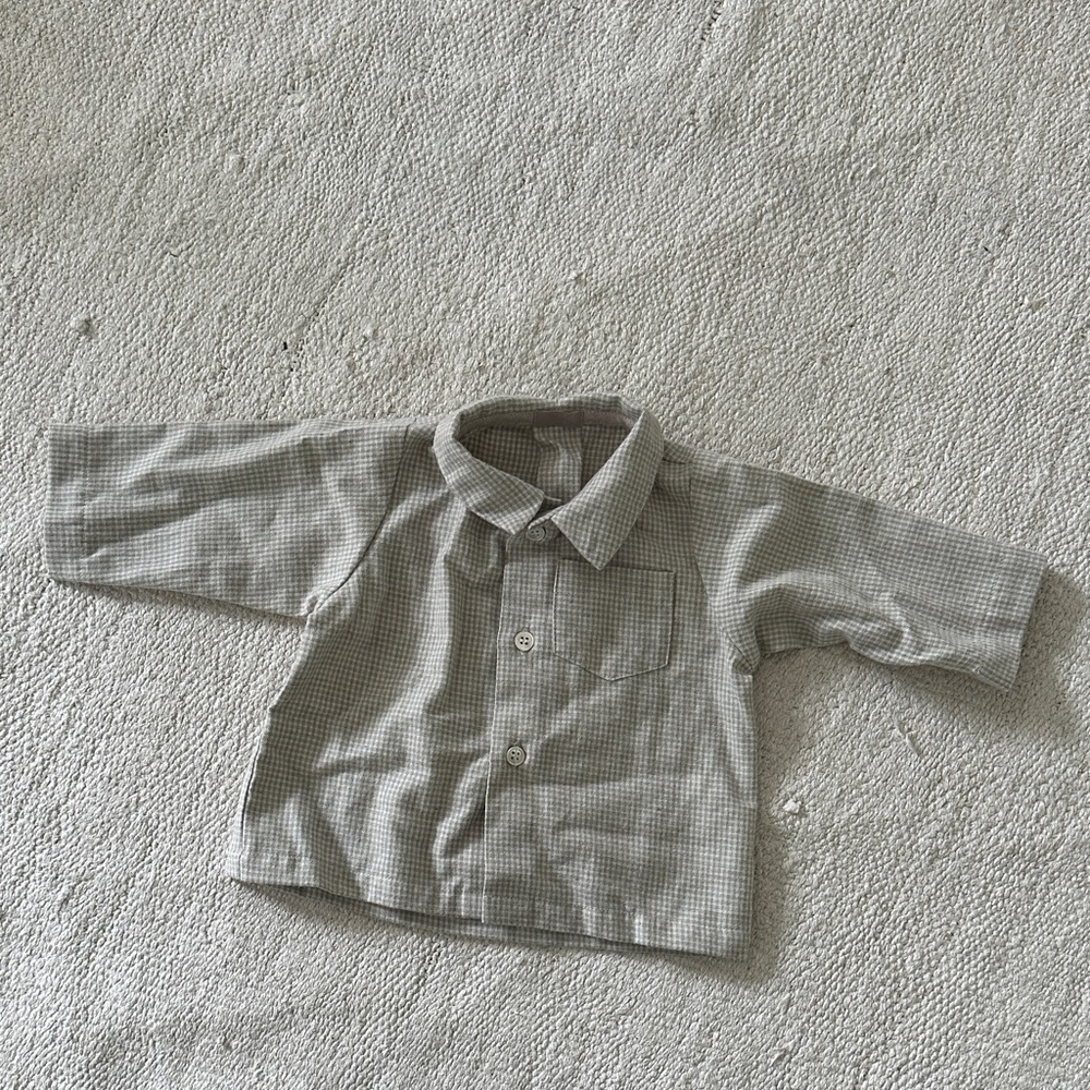 Makié 6m Button-Up Shirt in Light Gray Check
